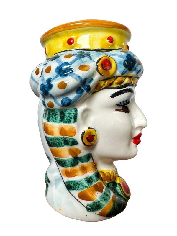 Italian Ceramic Testa di Moro Decorative Vase, Sicily