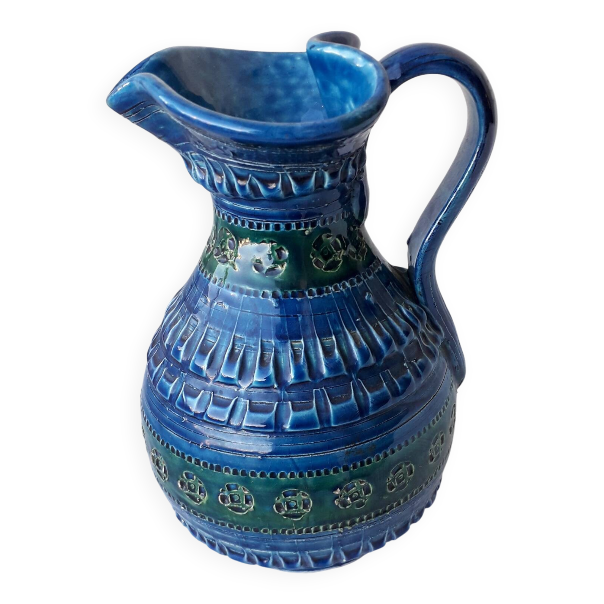 Aldo Londi blue ceramic pitcher