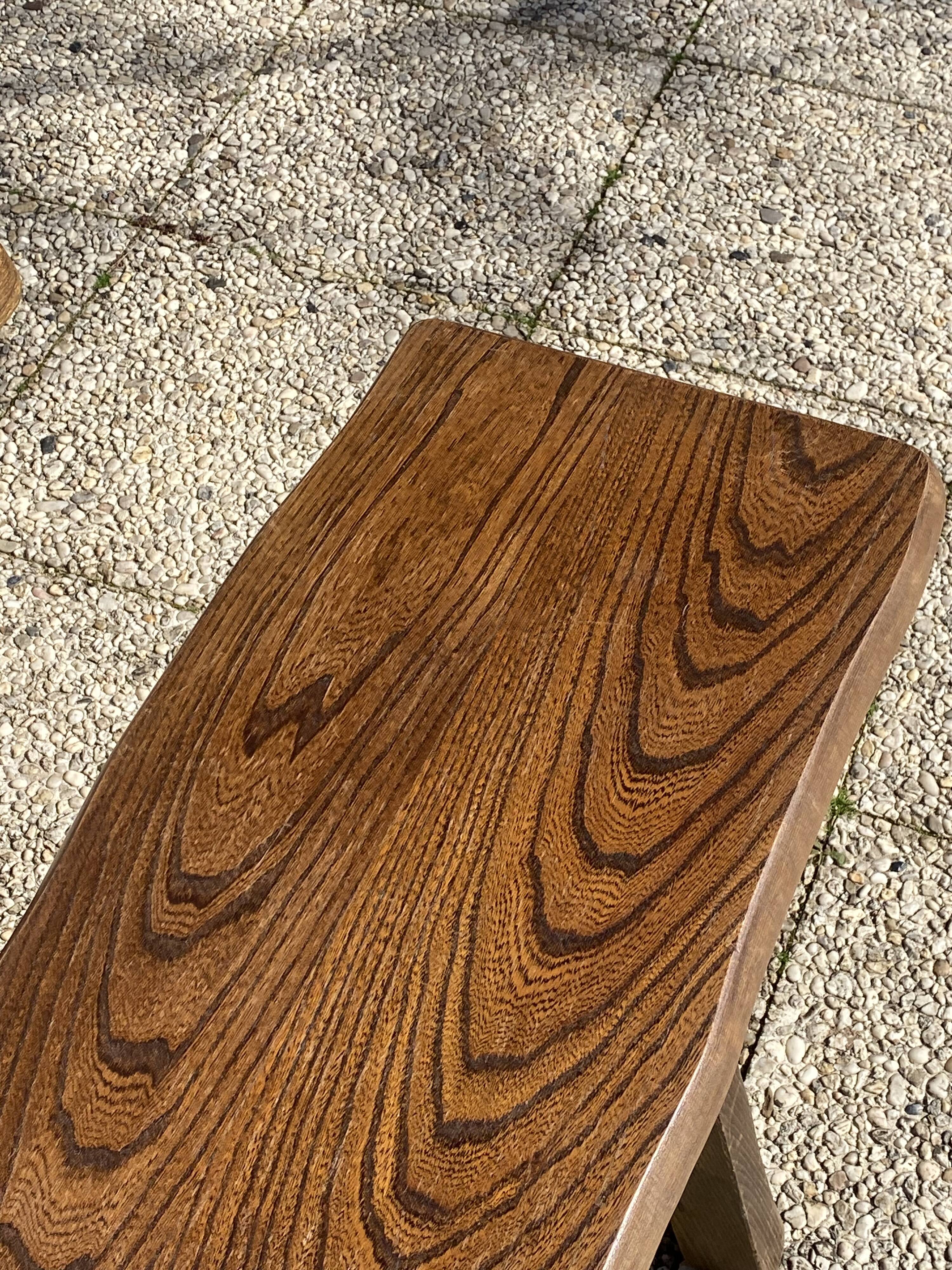 Paire de bancs orme pour table de ferme brutaliste rustique 1950