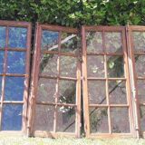 Lot of 4 oak windows H141xL112/117cm old small panes