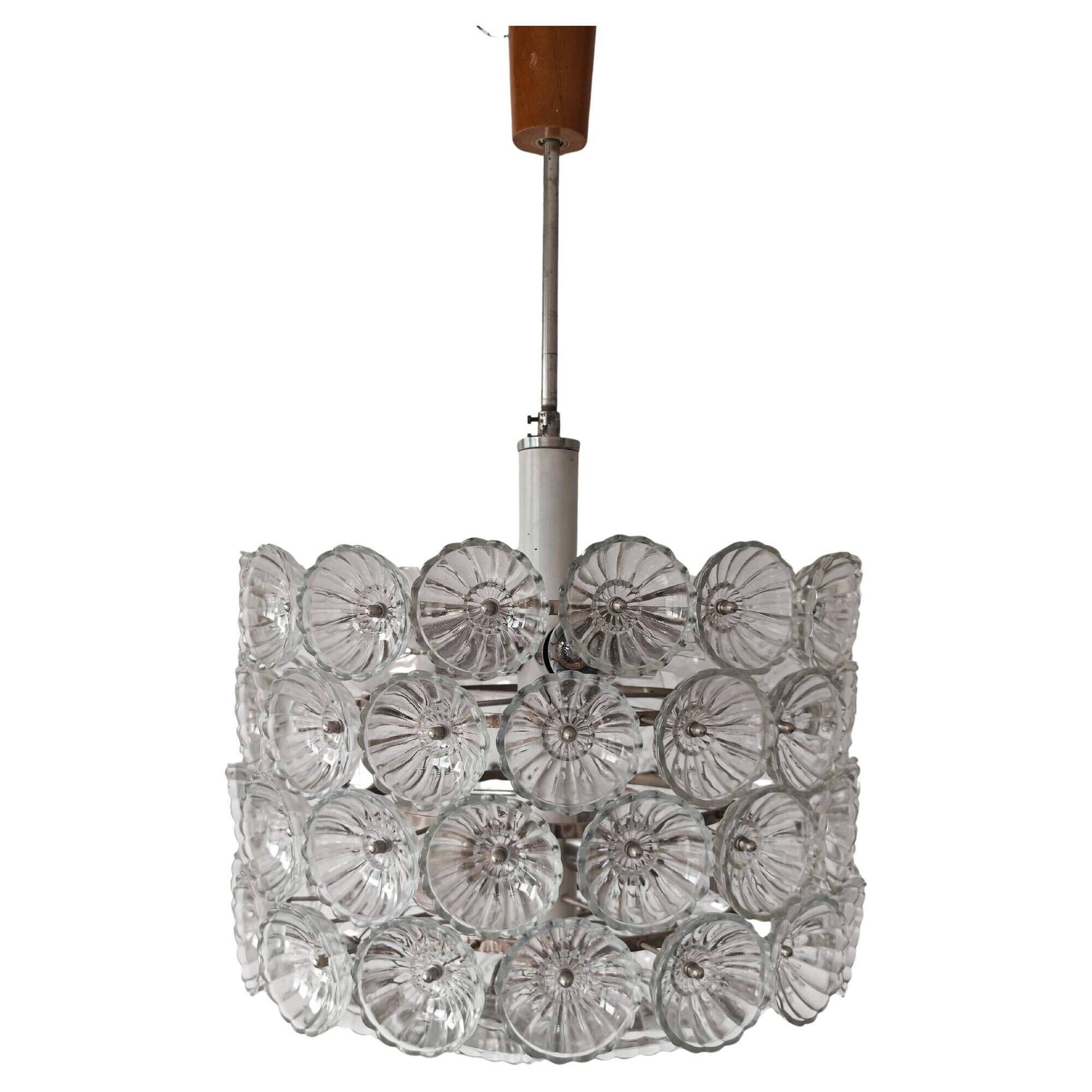 Large floral chandelier Mid Century Modern attributed to Emil Stejnar 1970s