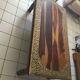Large vintage Indian coffee table made of solid sheesham wood and brass.