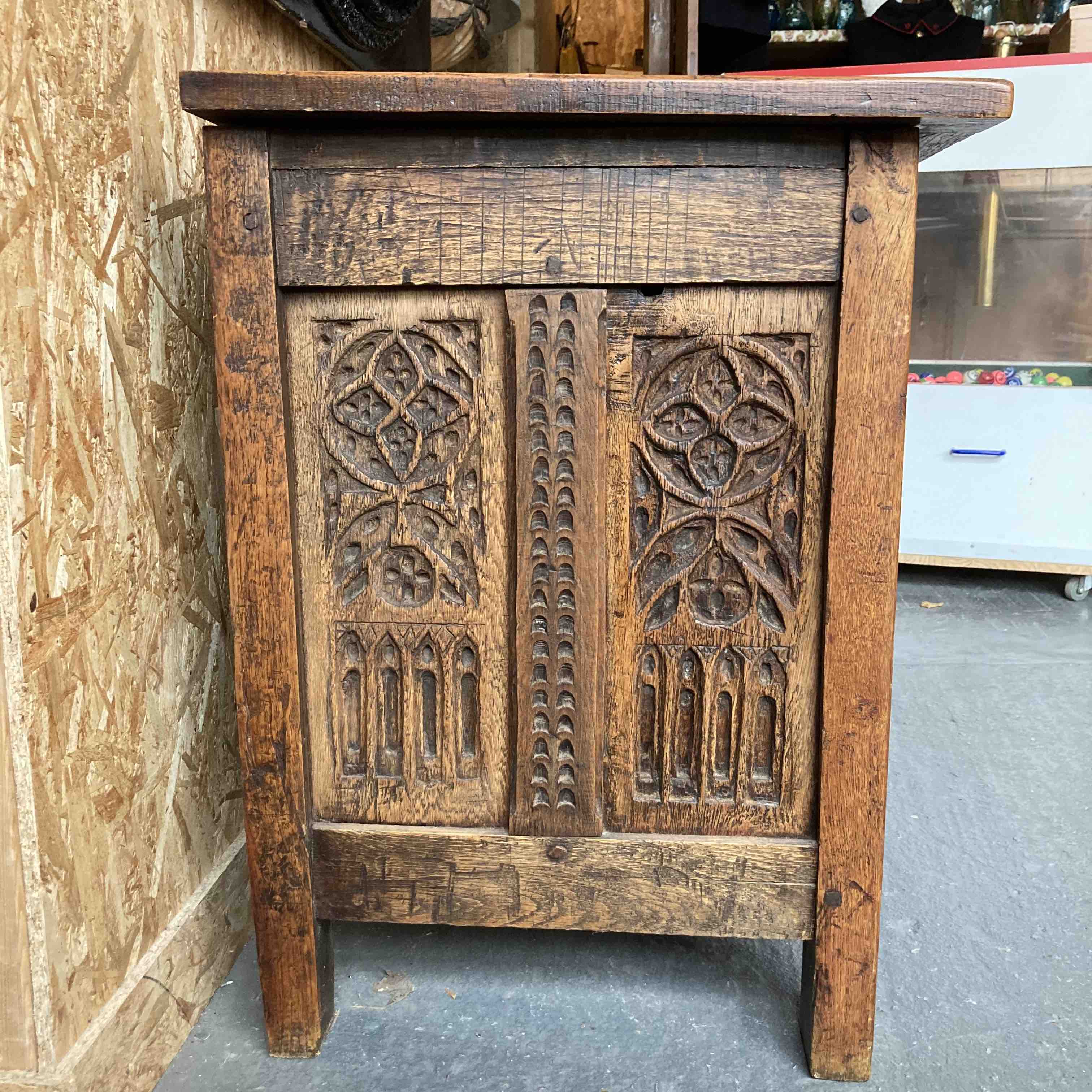 Carved wooden chest
