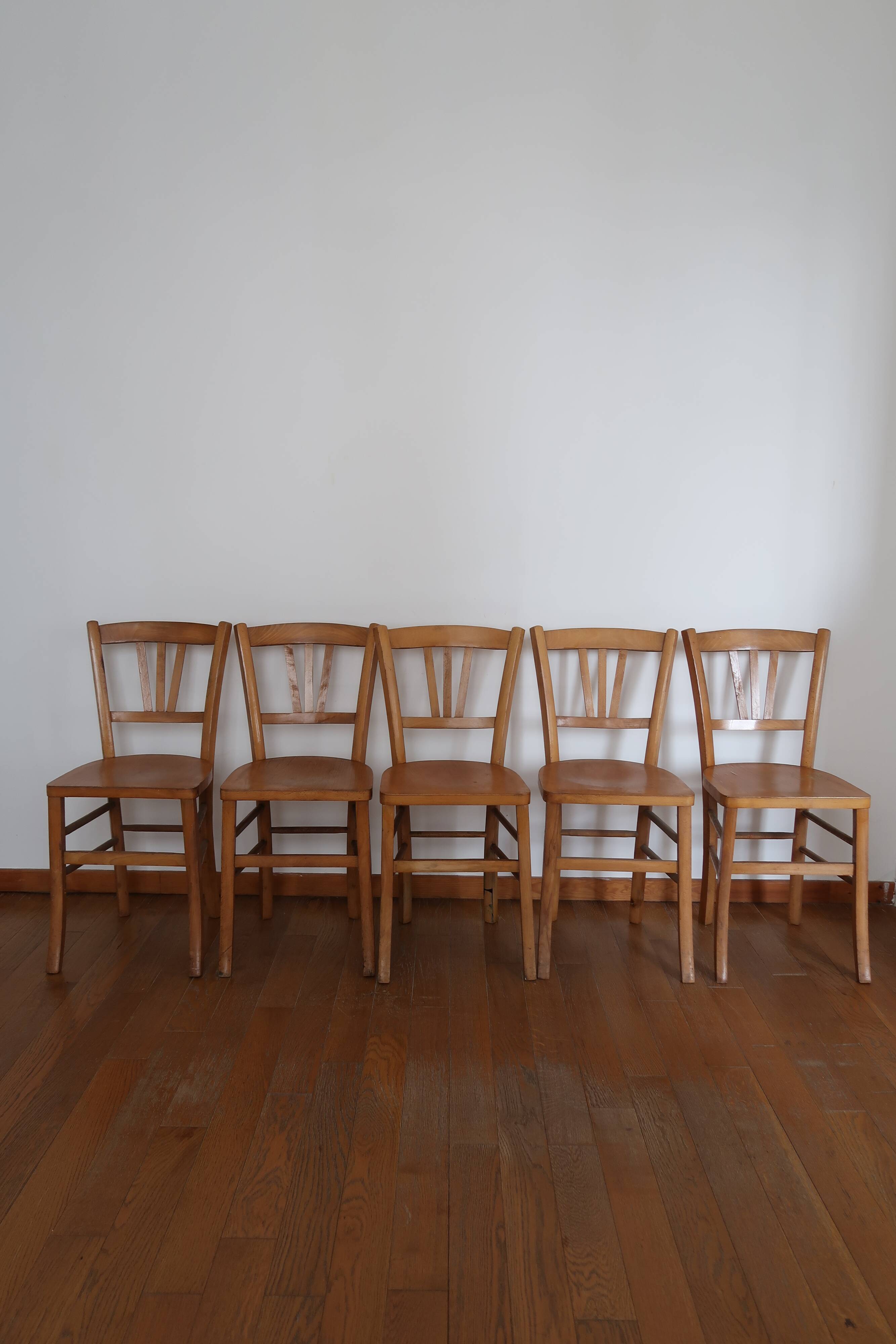Lot de 8 chaises bistrot clair Luterma
