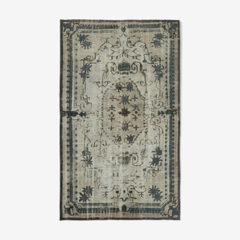 Tapis vintage anatolien noué à la main années 1980 175 cm x 282 cm gris