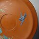 Large old clay/terracotta dish with Japanese Art Nouveau enamel