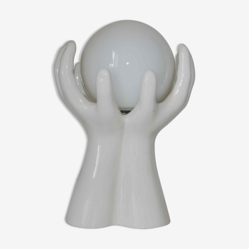 Lampe ou veilleuse en céramique « mains jointes » 60's