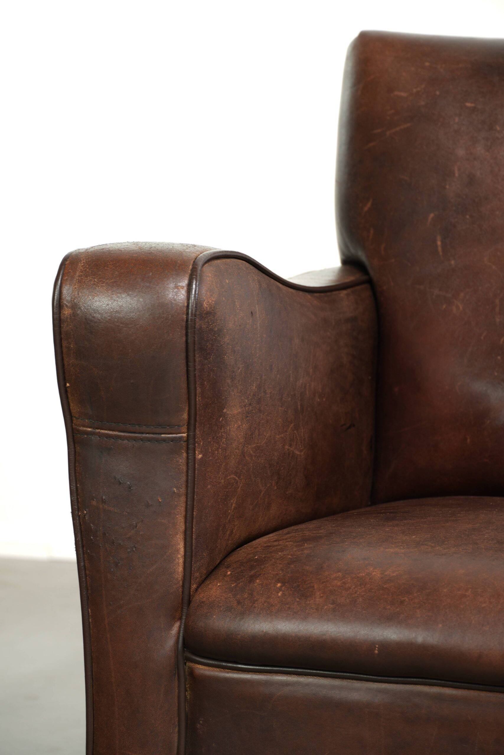 Sturdy set of vintage sheepskin armchairs with a nice English design