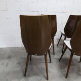 Suite de 6 chaises Baumann modèle 840 G2S finition acajou verni, 1963