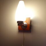 Scandinavian wall light, Glass and teak