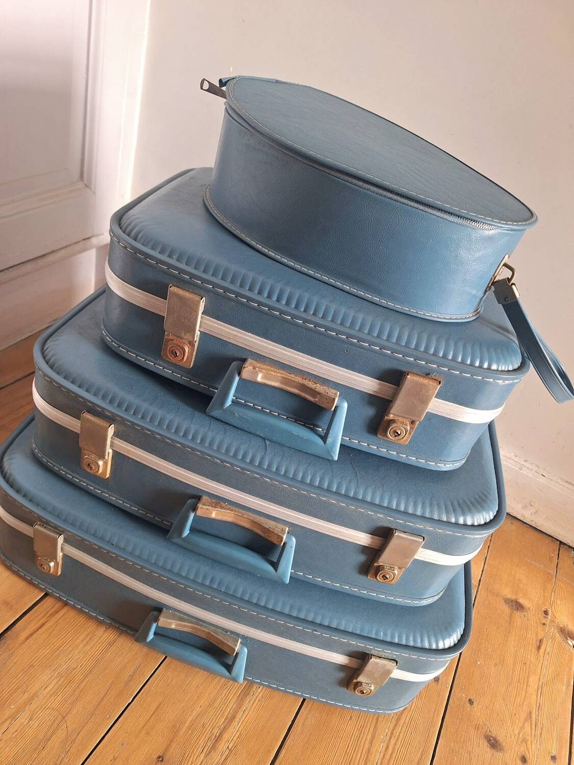 Air France vintage flight attendant nesting suitcase set