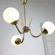 Italian Mid-century Brass and Opaline Glass Chandelier