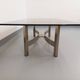 Vintage coffee table in smoked glass and brushed cast aluminum from the 70s