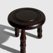 French Art Deco Tripod Stool in Chestnut, Attributed to Dudouyt, 1940s
