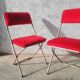 Pair of folding chairs in vintage red moumoute