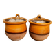 Duo of glazed terracotta pots