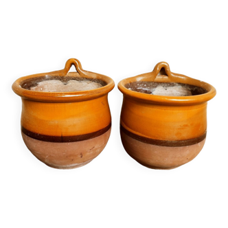 Duo of glazed terracotta pots