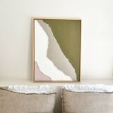 Minimalist relief table linen, khaki, pink, cream.
