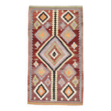 5x10 Dark Red Green Tribal Vintage Kilim Rug