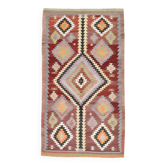 5x10 Dark Red Green Tribal Vintage Kilim Rug