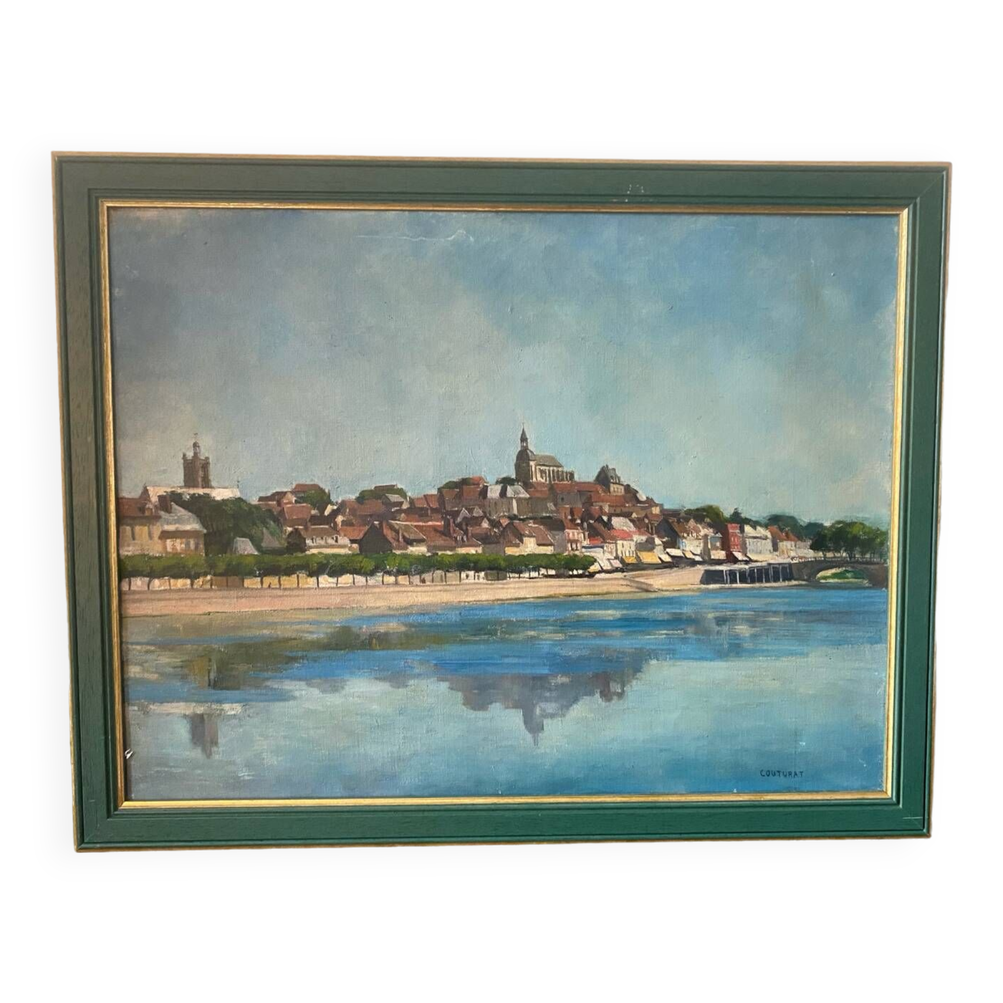 Signed village landscape