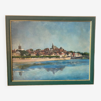 Signed village landscape