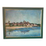 Signed village landscape