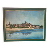 Signed village landscape