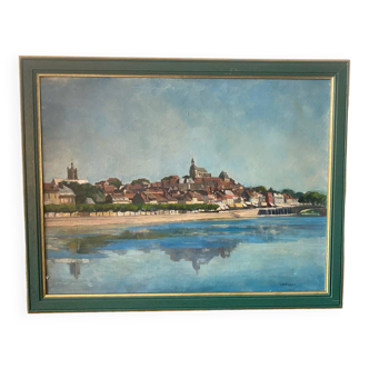 Signed village landscape