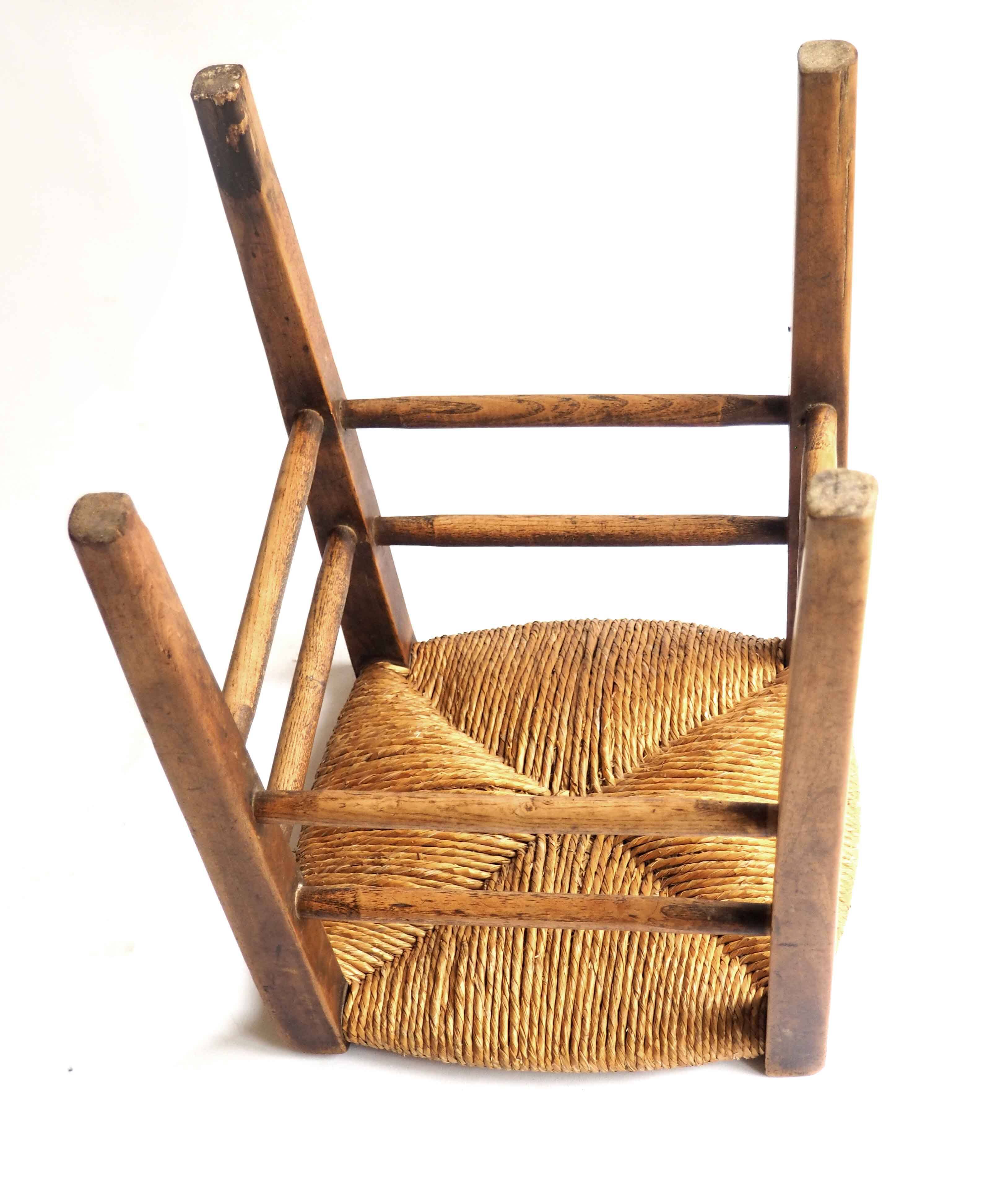 Old stool with straw seat