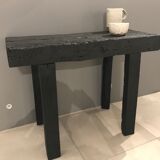 Console bois finition shou-sugi-ban en bois brulé avec traitement
