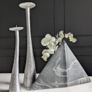 Geometric ceramic vase, mixed clay in IKEBANA & brutalist style