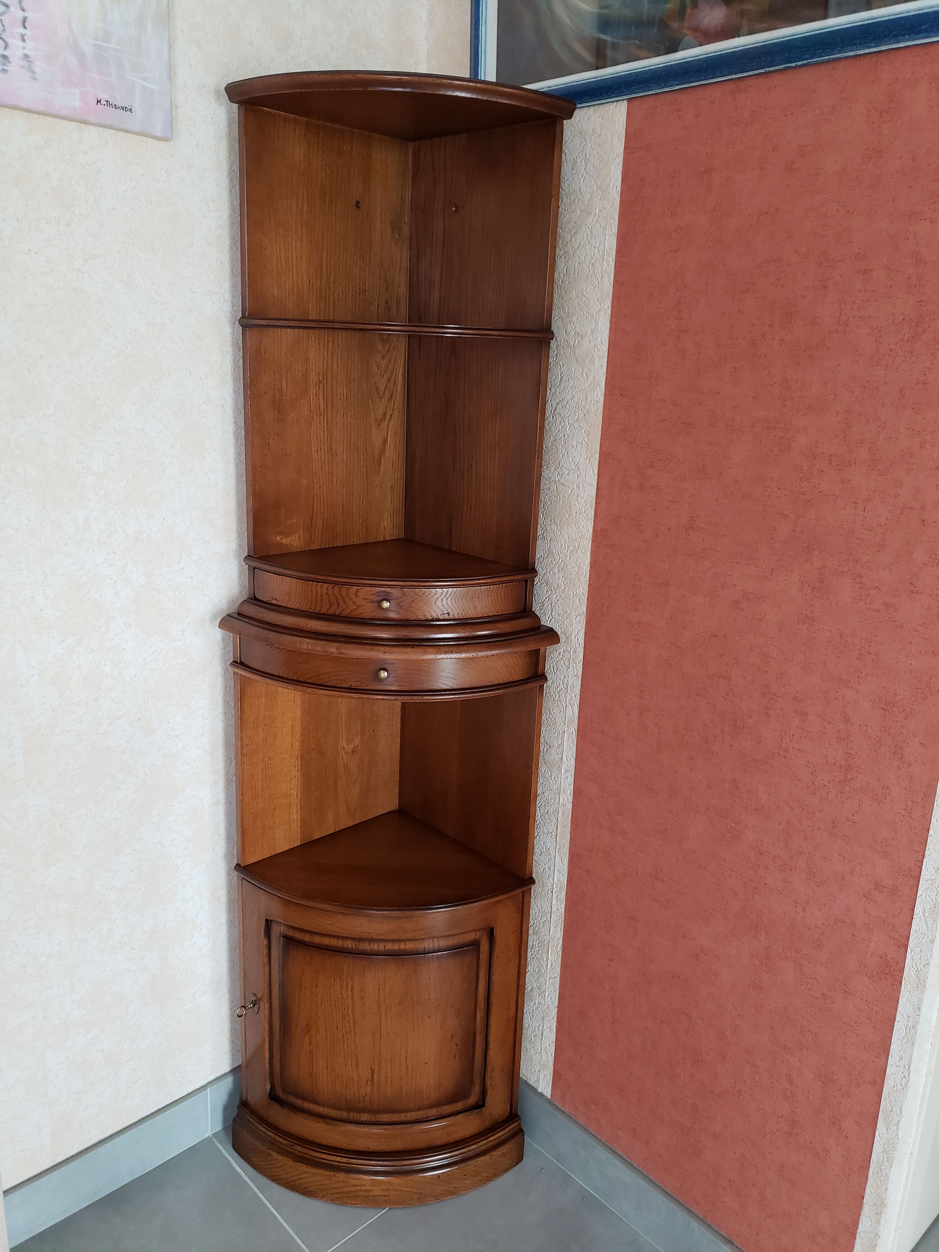 Solid oak corner cabinet