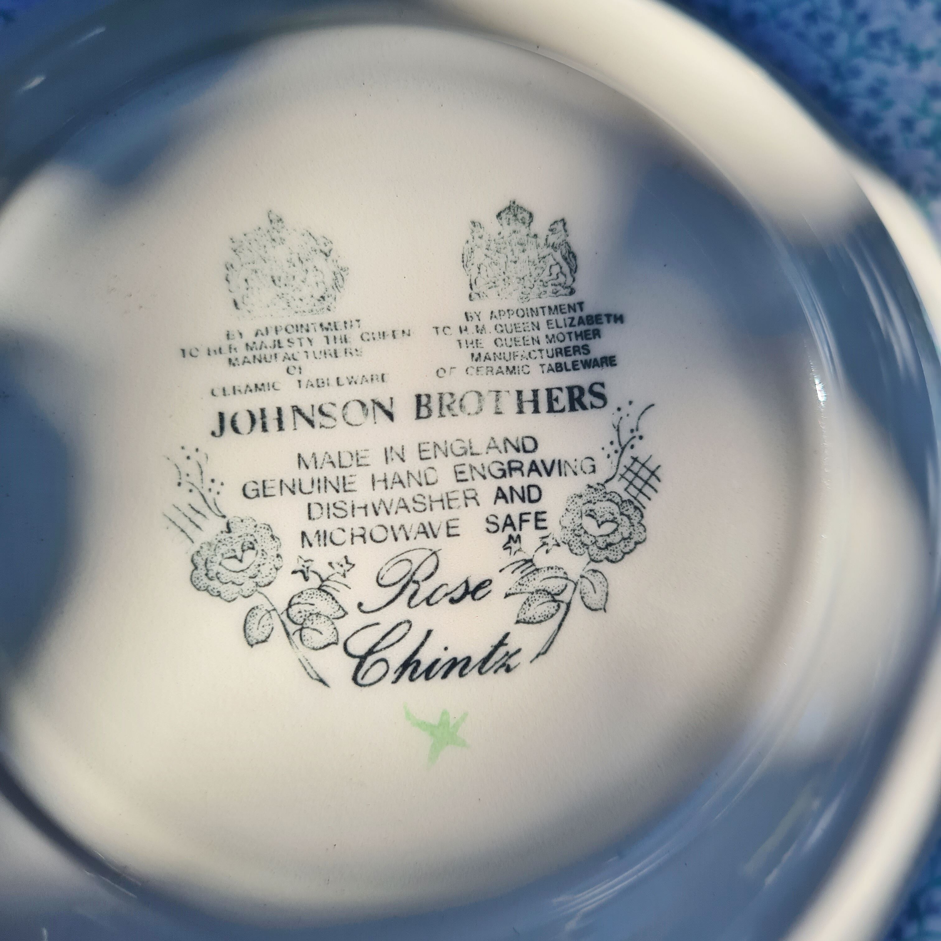 English salad bowl Johnson Brothers model Rose Chintz blue