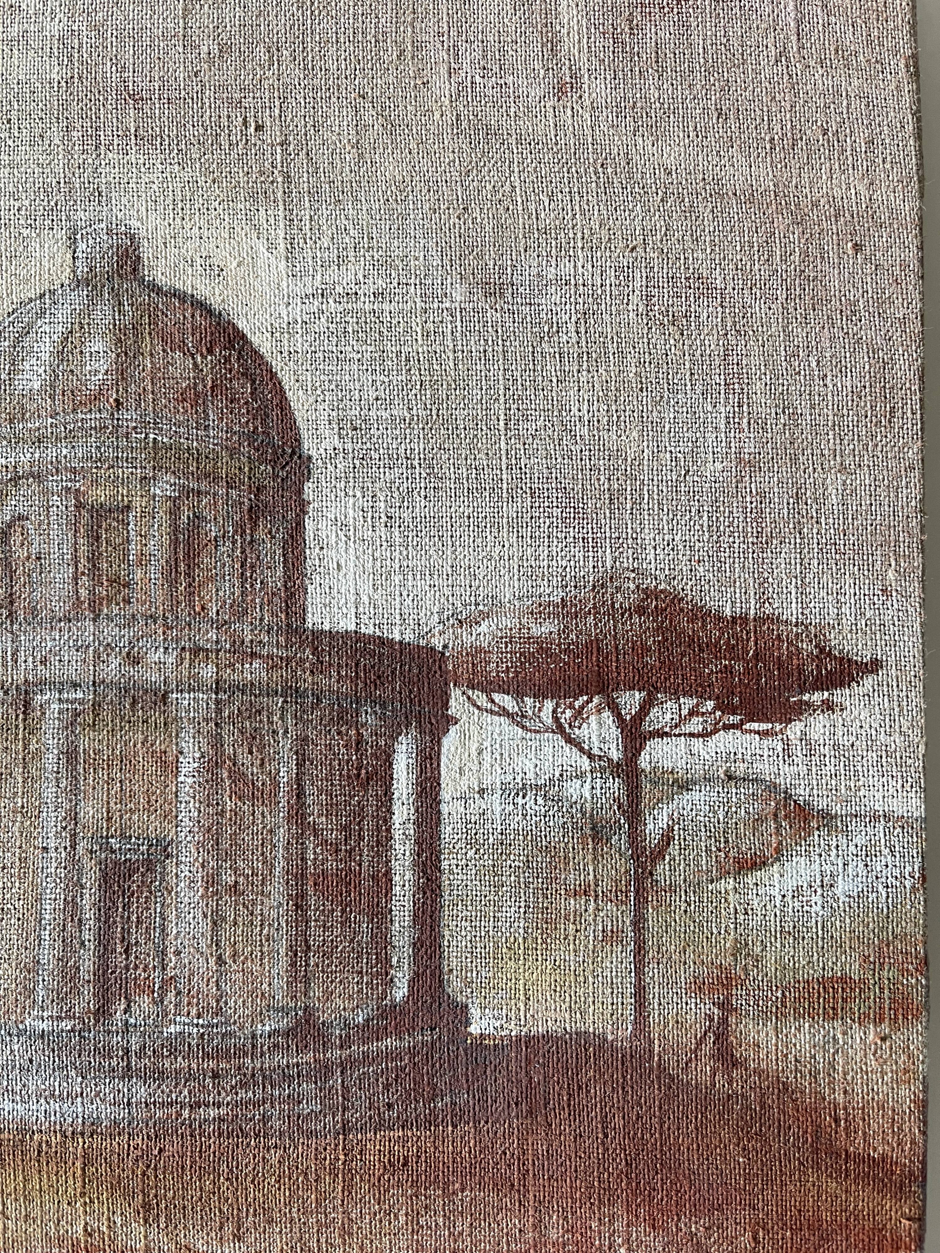 Oil on canvas landscape a l'antique signed gouny et marange