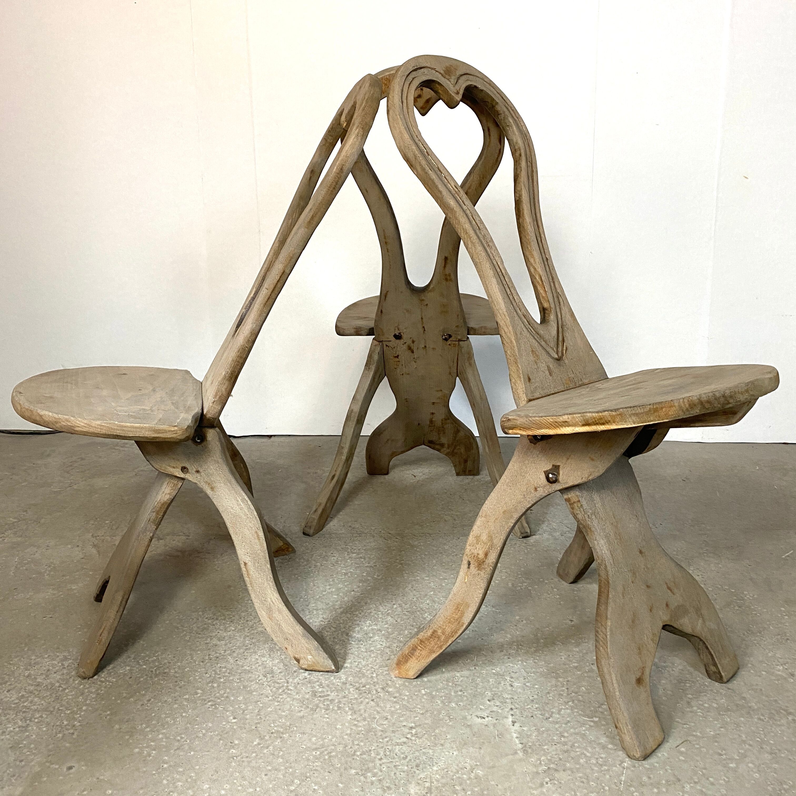Set of 3 folk art chairs