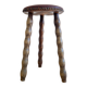 Tabouret bois pieds tournés assise cuir