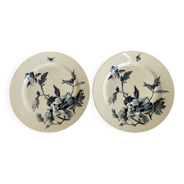 Paire de plats Pavots, décor Eté faience de Gien 19e