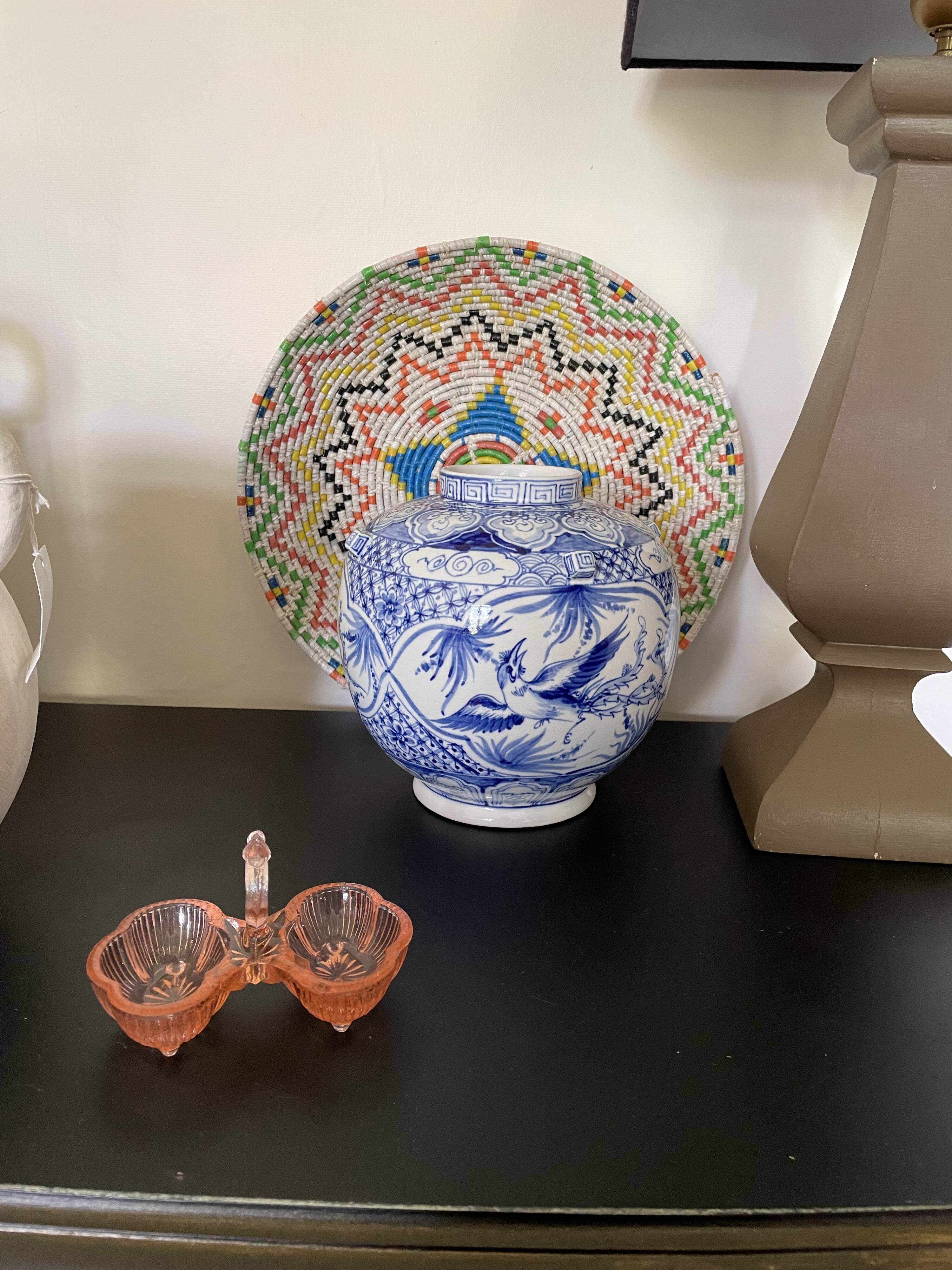 Pink molded double glass salt shaker