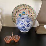 Pink molded double glass salt shaker