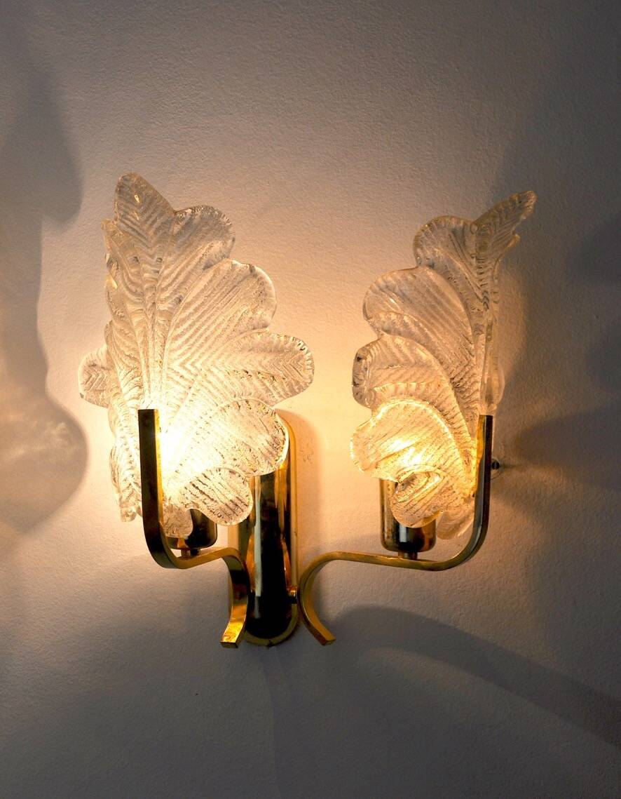 “Leaves” wall lamp by Carl Fagerlund, Murano glass, Germany, 1970