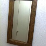 miroir mural rectangulaire encadrement bois brun rustique classique