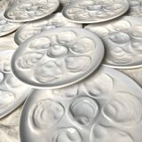 12 Saint Amand oyster plates, sky blue and white