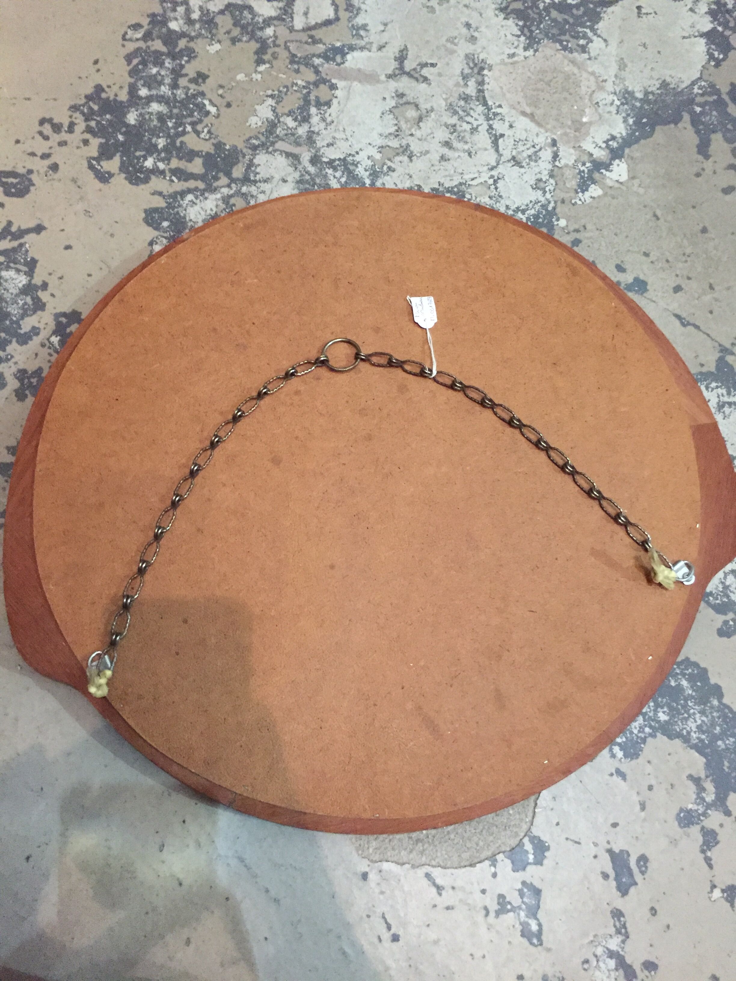 Scandinavian round mirror teak