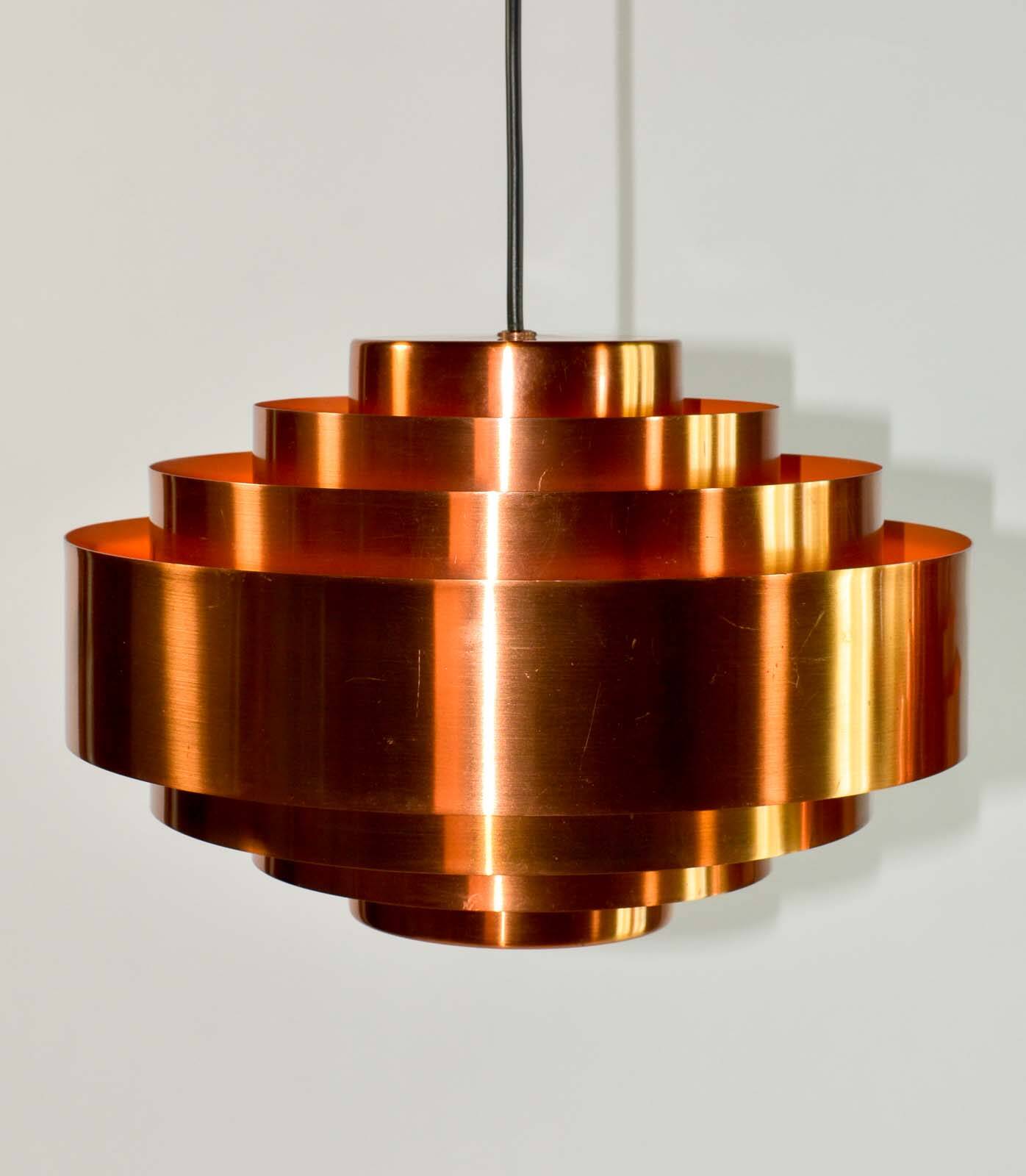 Pair of Midcentury Copper Pendants by Jo Hammerborg for Fog & Mørup, 1960s