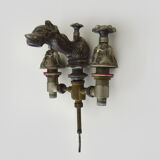 Old bathtub faucet, silver bronze kitchen with dolphin head and mermaid