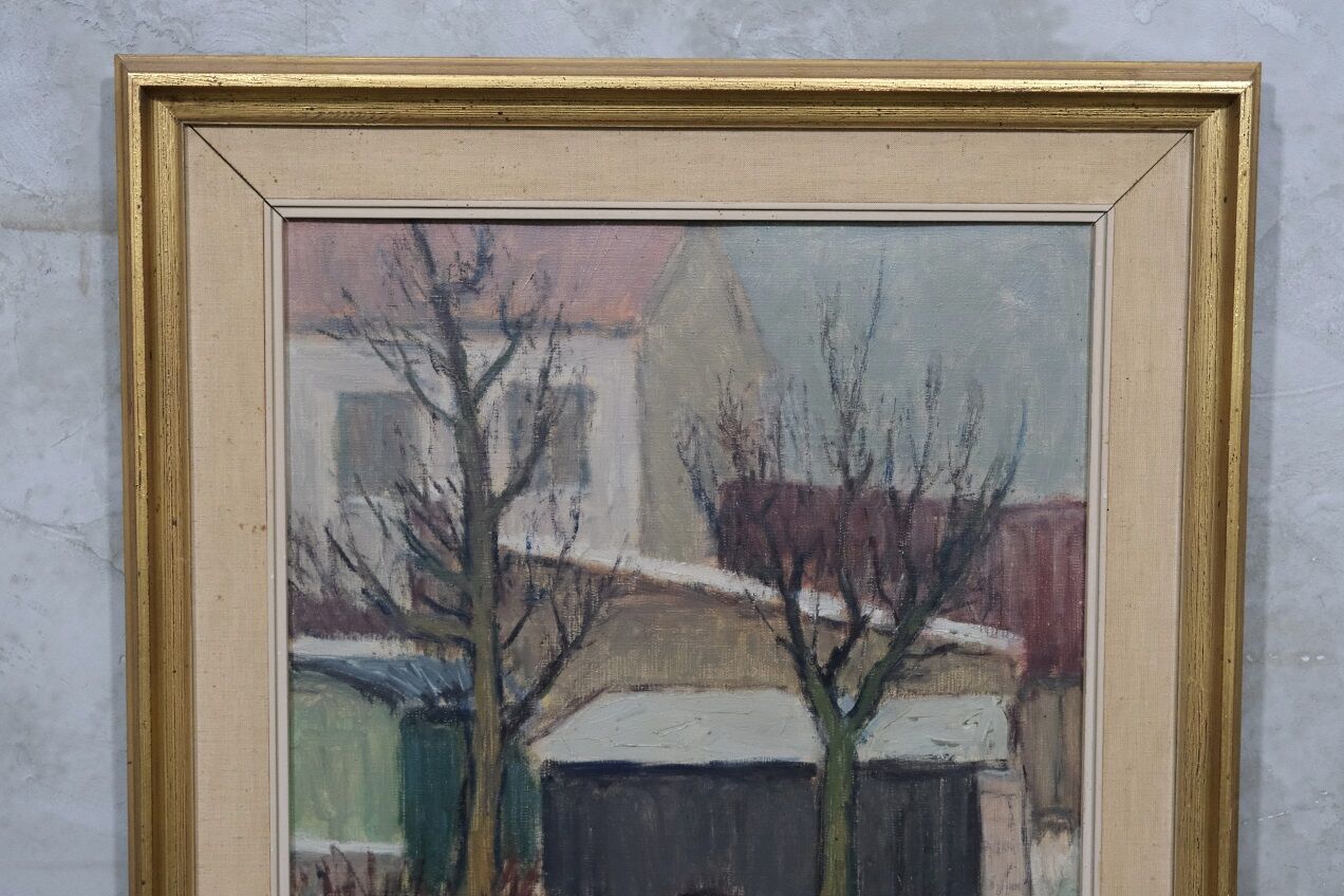 Scandinavian modern painting, 1960s, oil on canvas, framed, Gideon Isaksson
