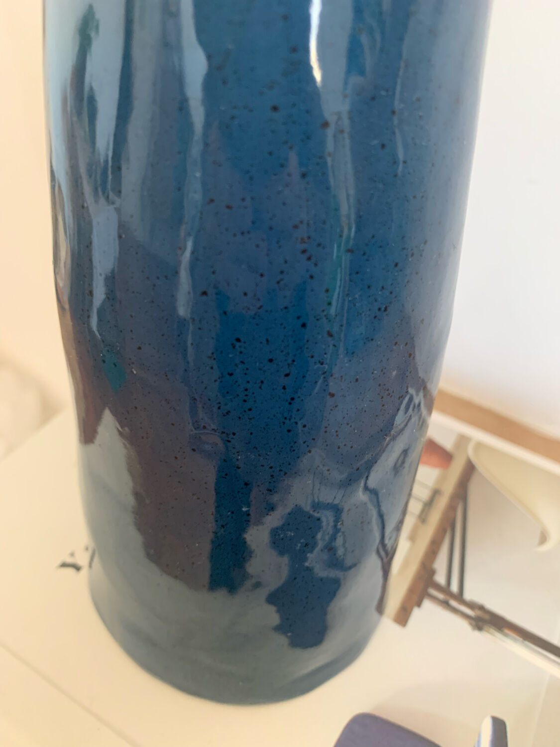 Handcrafted duck blue ceramic vase