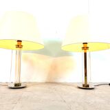 Pair of vintage large lucite table lamps, 1970s