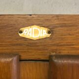 Old school glass bookcase in blond wood